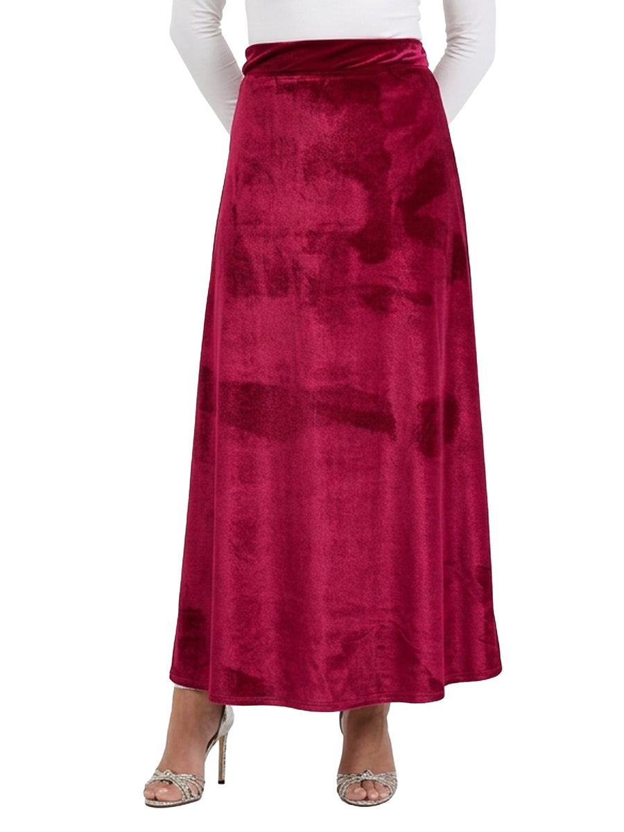 24seven Comfort Elevate Womens Velvet Elastic Waist Soft Stretch Maxi Skirt