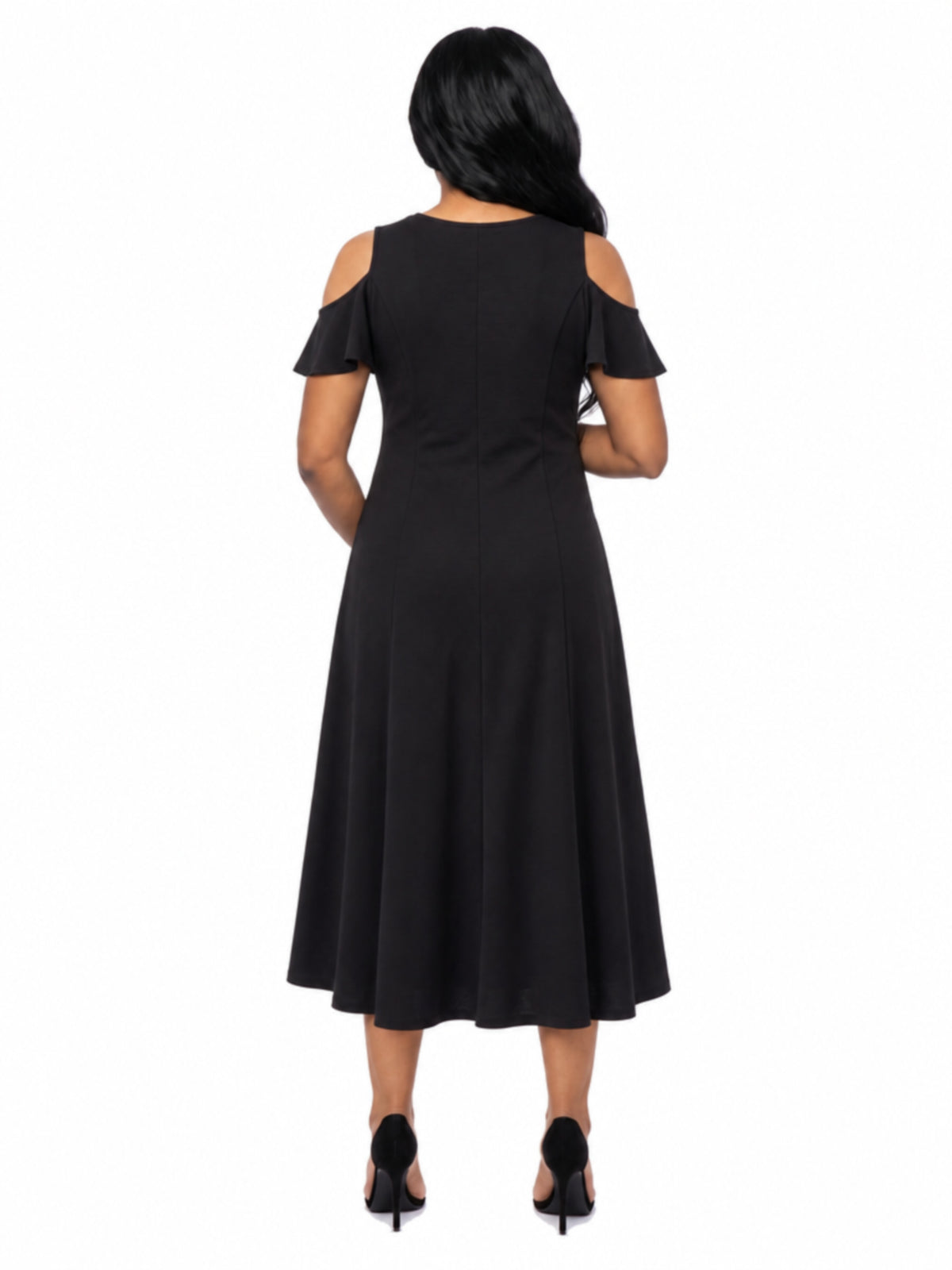 24seven Comfort Elevate Maternity Ruffle Cold Shoulder A Line Maxi Dress