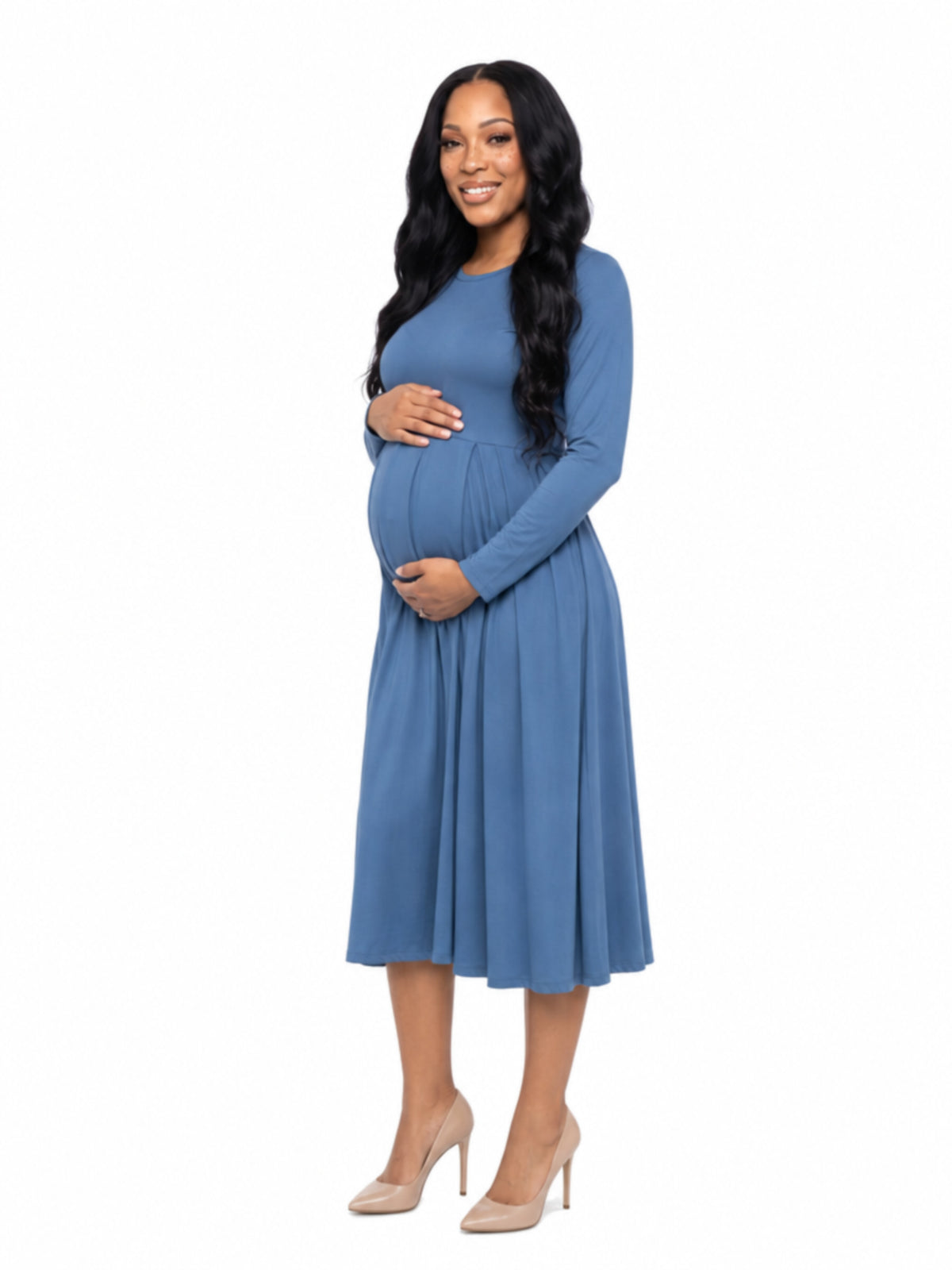 24seven Comfort Essential Maternity Midi Length Fit N Flare Pocket Dress