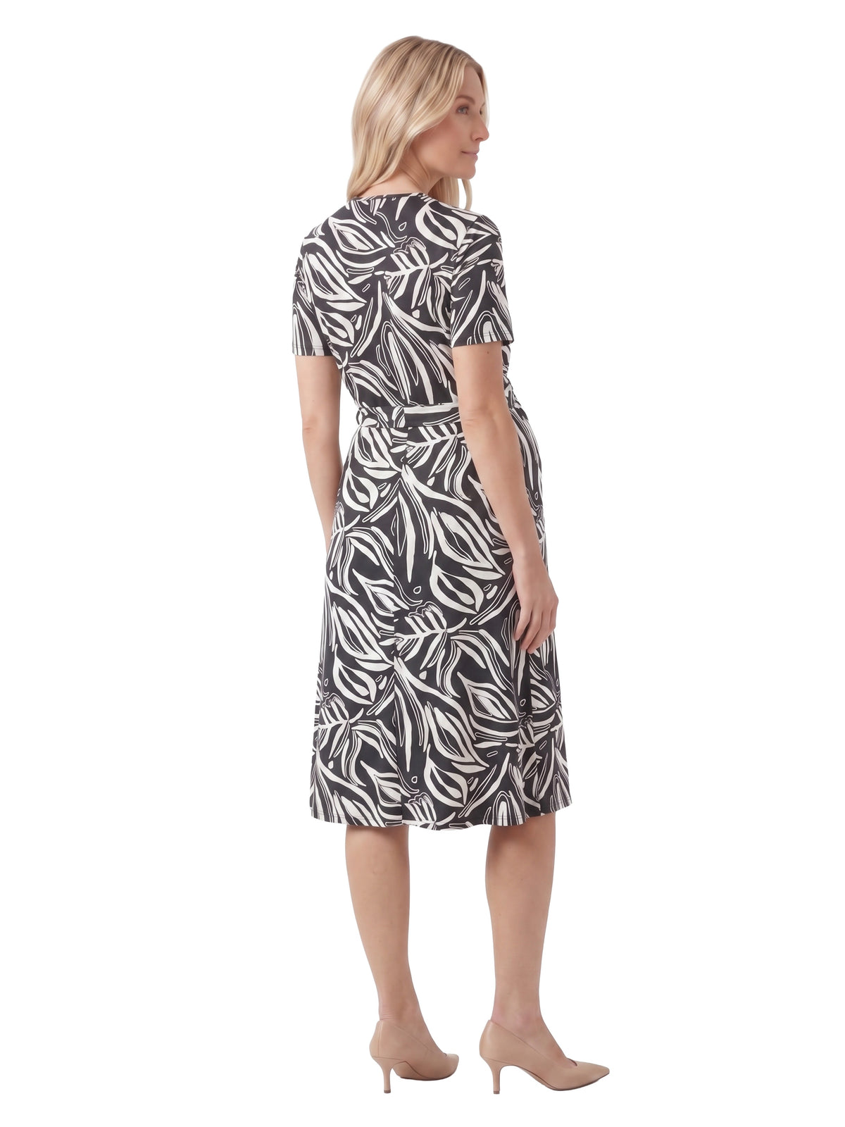 24seven Comfort Essential Maternity Abstract V Neck Short Sleeve A Line Midi Dress