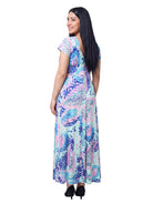 24seven Comfort Essential Maternity Mosaic V Neck Empire Waist Cap Sleeve Maxi Dress