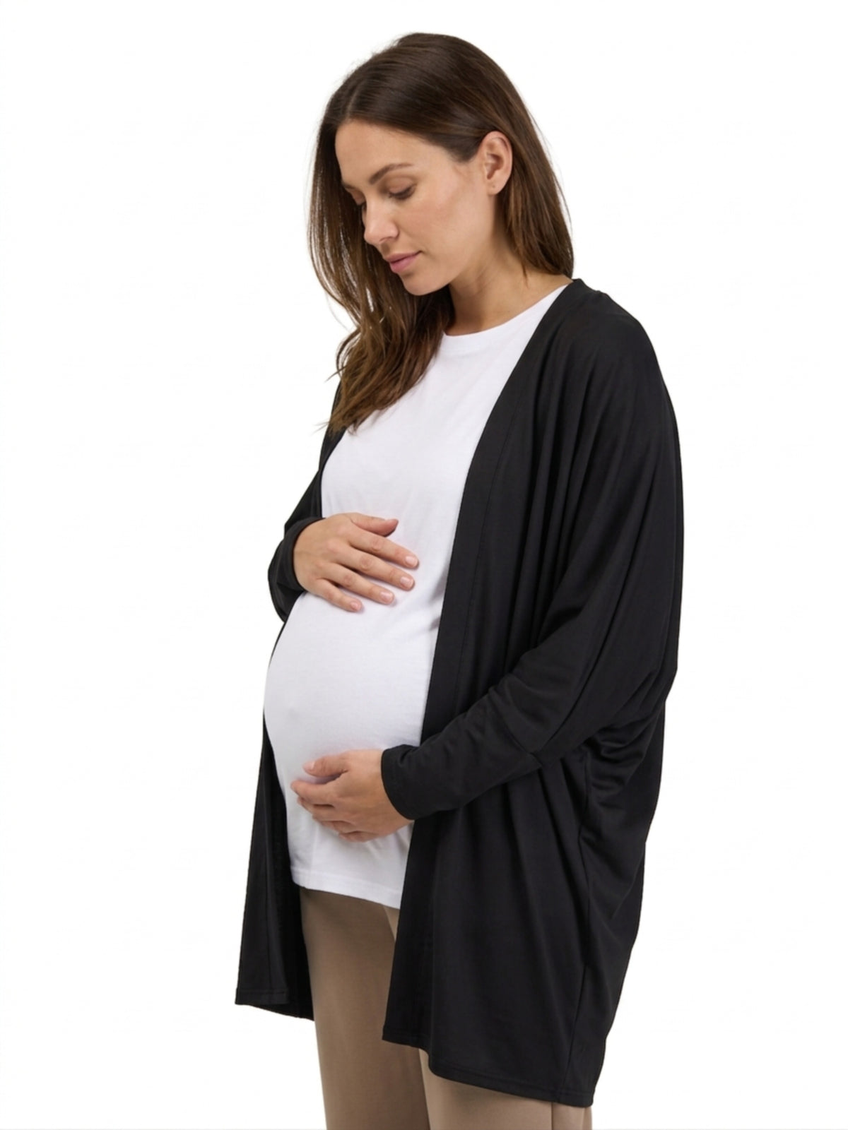 24seven Comfort Basic Maternity Soft Stretch Open Front Cardigan Jacket