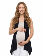 24seven Comfort Basic Maternity Open Front Sleeveless Cascading Drape Jacket