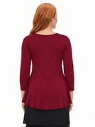 24seven Comfort Basic Maternity Three Quarter Sleeve V Neck Swing Tunic Top