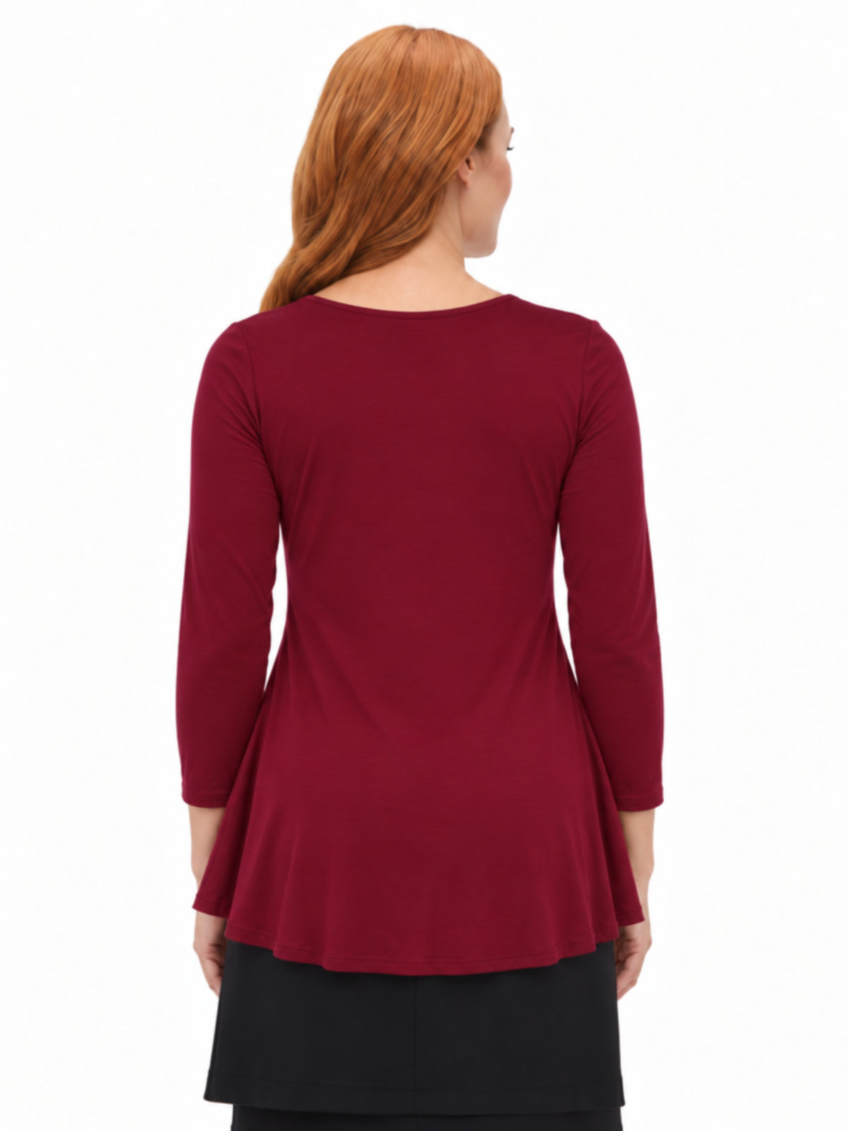 24seven Comfort Basic Maternity Three Quarter Sleeve V Neck Swing Tunic Top