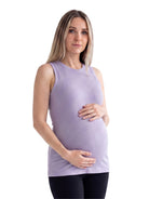 24seven Comfort Basic Maternity Ribbed Knit Round Neck Sleeveless Tank Top