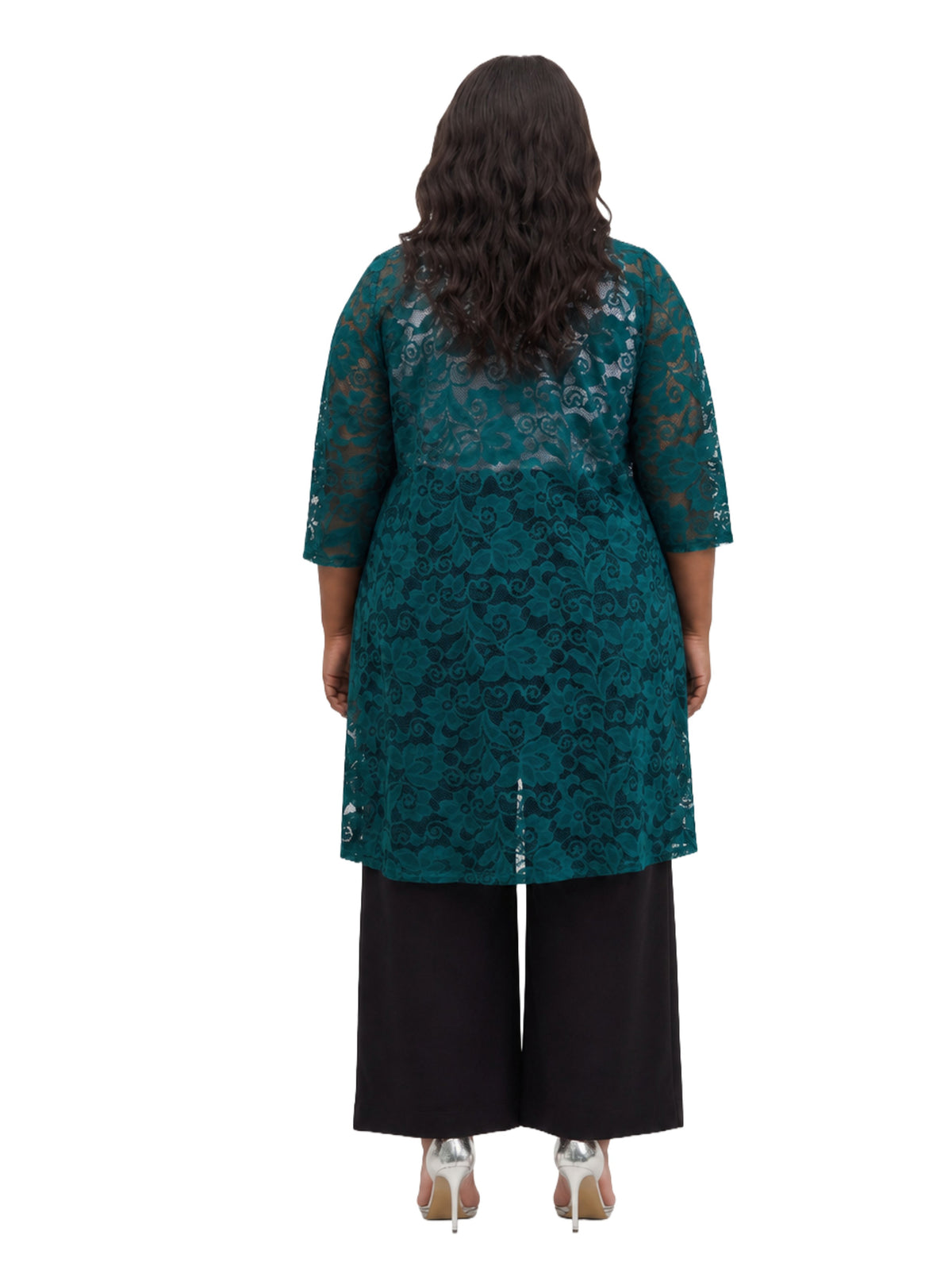 24seven Comfort Elevate Curvy Lace Open Front Three-Quarter Sleeves Jacket