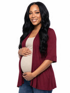 24seven Comfort Basic Maternity Open Front Elbow Sleeve Long Fit Jacket
