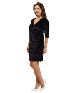 24seven Comfort Elevate Womens Velvet Wrap V-Neck Three-Quarter Sleeve Dress