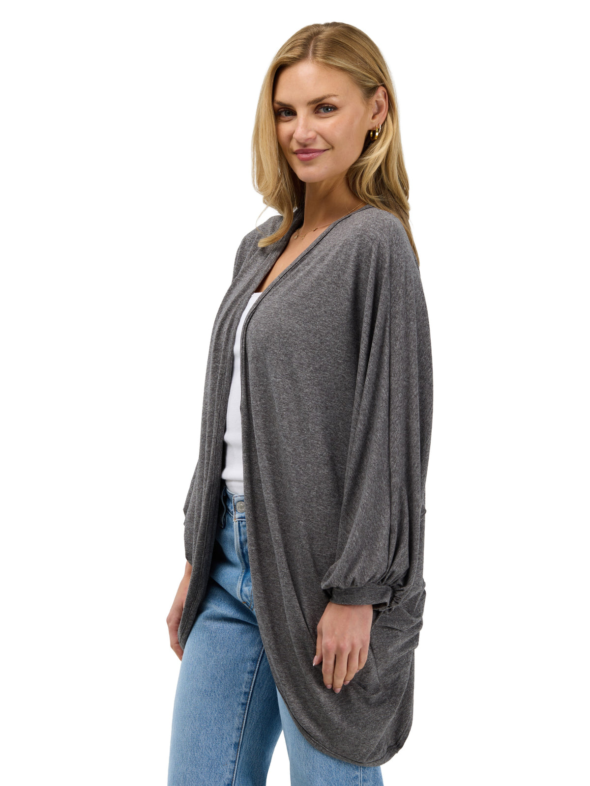 24seven Comfort Basic Womens Soft Stretch Open Front Cardigan Jacket