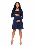 24seven Comfort Essential Maternity Scoop Neck Long Sleeve Knee Length Skater Dress
