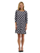 24seven Comfort Essential Petite Three-Quarter Sleeve Boat Neck A-Line Dress