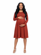 24seven Comfort Essential Maternity Midi Length Fit N Flare Pocket Dress