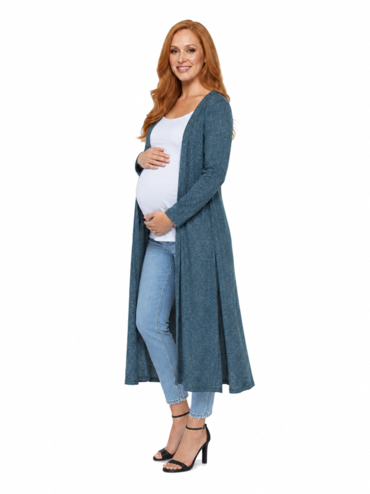 24seven Comfort Essential Maternity Open Front Long Knit Jacket