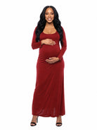 24seven Comfort Essential Maternity Scoop Neck Long Sleeve Maxi A Line Dress