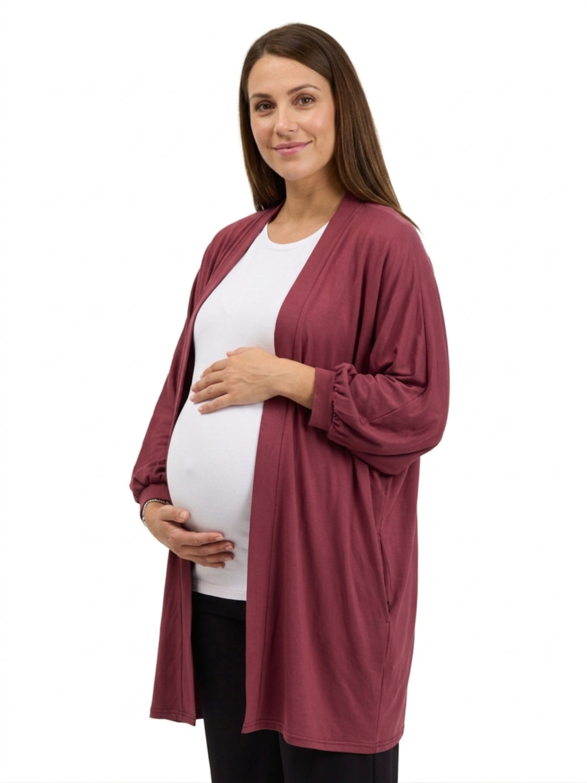 24seven Comfort Basic Maternity Soft Stretch Open Front Cardigan Jacket