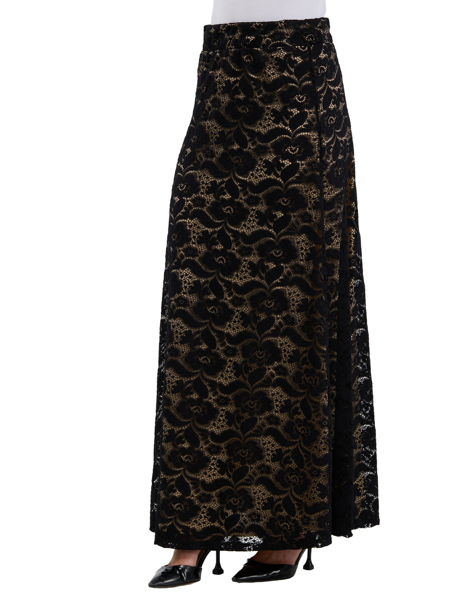 24seven Comfort Elevate Womens Elegant Lace Elastic Waist Maxi Skirt