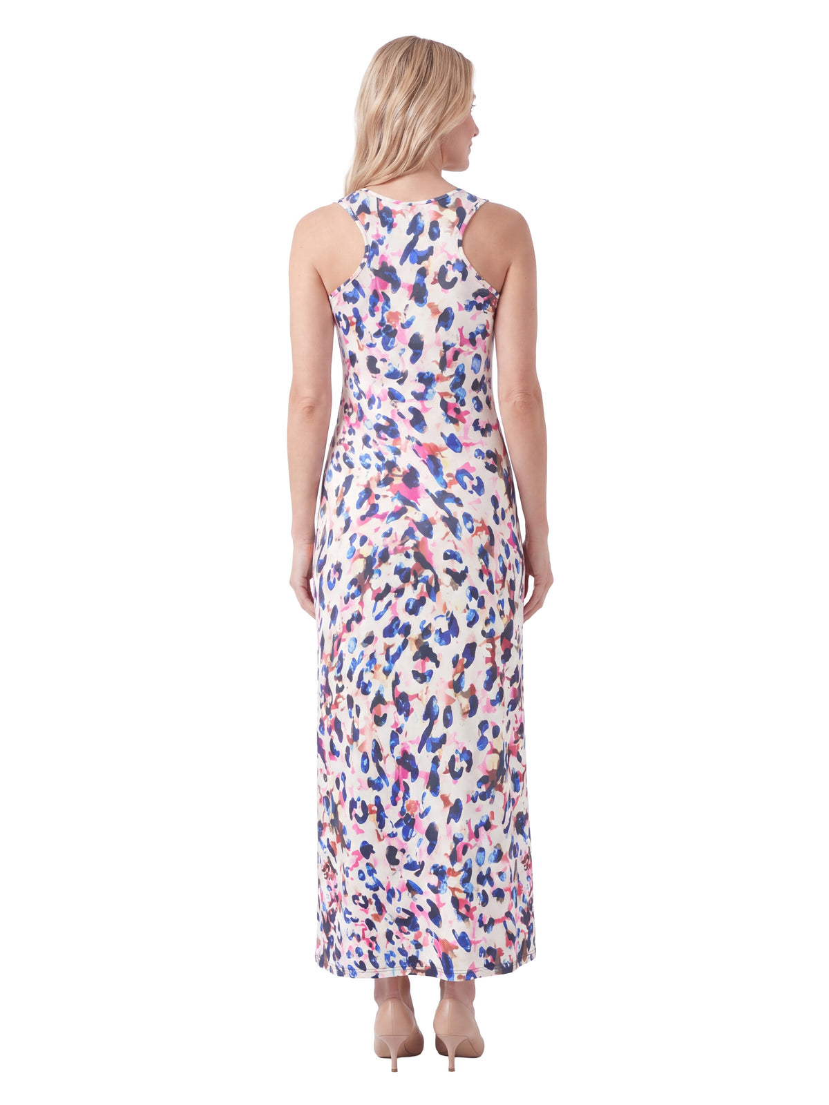 24seven Comfort Essential Maternity Abstract Scoop Neck Sleeveless Tank Racerback Maxi Dress