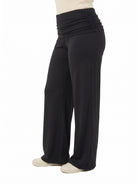 24seven Comfort Basic Curvy Soft Stretch Ruched Waist Wide Leg Pants