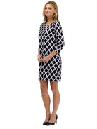 24seven Comfort Essential Petite Three-Quarter Sleeve Boat Neck A-Line Dress