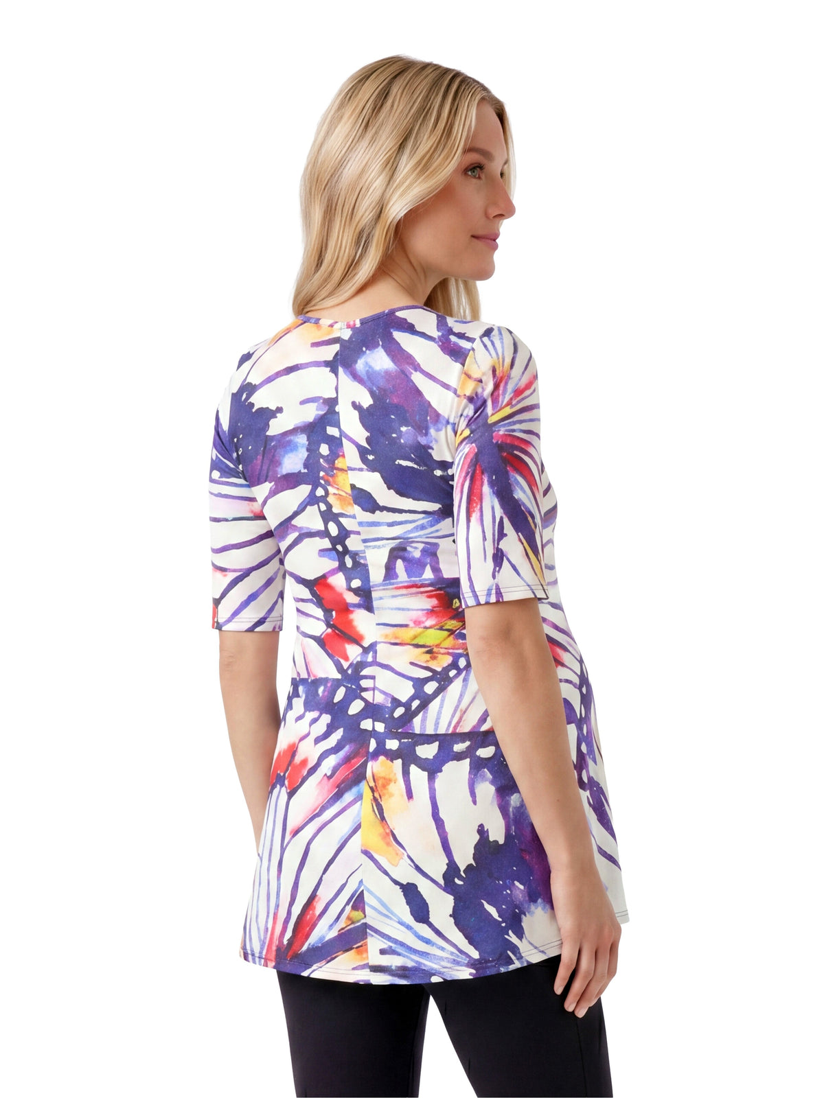 24seven Comfort Essential Maternity Butterfly Scoop Neck Elbow Sleeve Tunic Top