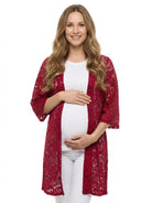 24seven Comfort Elevate Maternity Lace Open Front Three-Quarter Sleeves Jacket