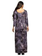 24seven Comfort Essential Maternity Grey Astract Print Square Neck Long Sleeve Empire Waist Maxi Dress