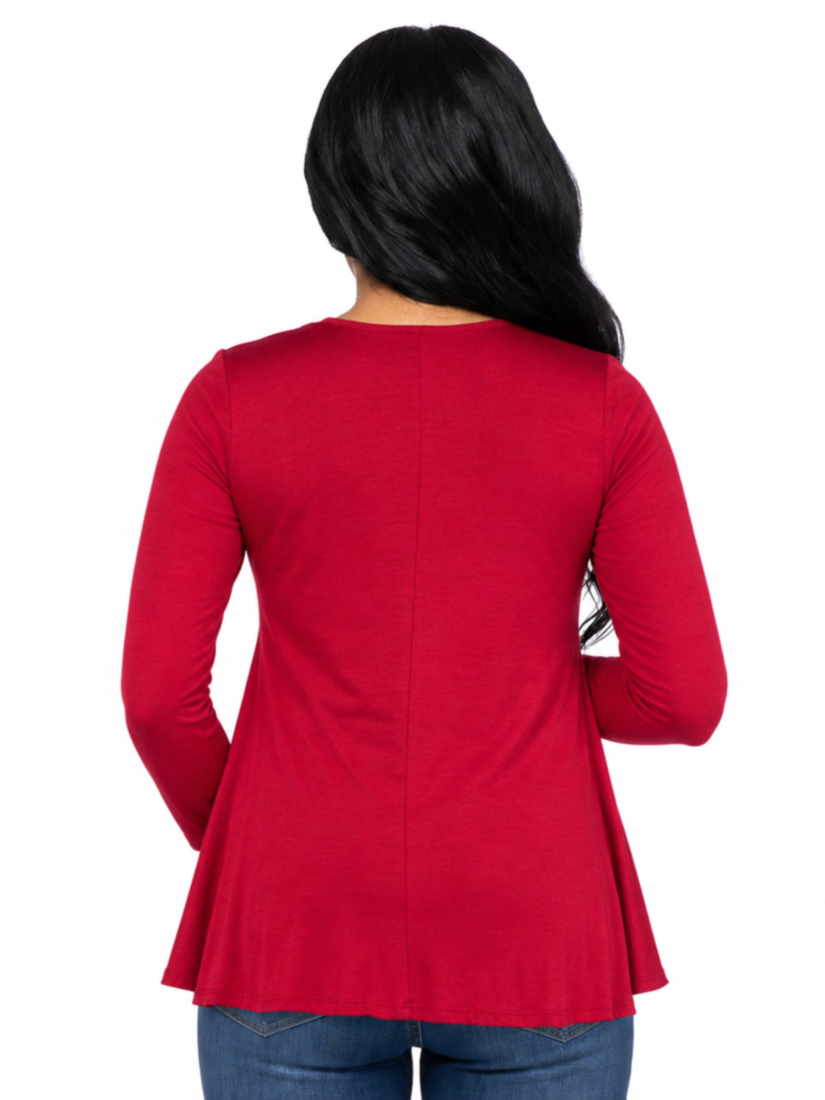 24seven Comfort Basic Maternity Long Sleeve Scoop Neck Swing Style Soft Flare Tunic Top