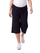 24seven Comfort Basic Maternity Ribbed Knit Drawstring Flared Capri Pants