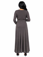 24seven Comfort Elevate Maternity V Neck Empire Waist Long Bishop Sleeve Maxi Dress