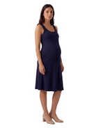 24seven Comfort Essential Maternity Ribbed Knit Sleeveless Scoop Neck Pocket A Line Midi Dress