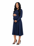 24seven Comfort Essential Maternity Midi Length Fit N Flare Pocket Dress