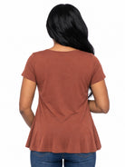 24seven Comfort Basic Maternity V Neck Short Sleeve Swing Tunic Top