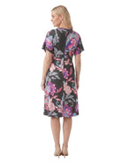 24seven Comfort Essential Maternity Paisley V Neck Short Dolman Sleeve Twist Front A Line Midi Dress