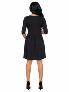 24seven Comfort Essential Maternity Scoop Neck Three Quarter Sleeve Pleated Fit N Flare Pocket Mini Dress
