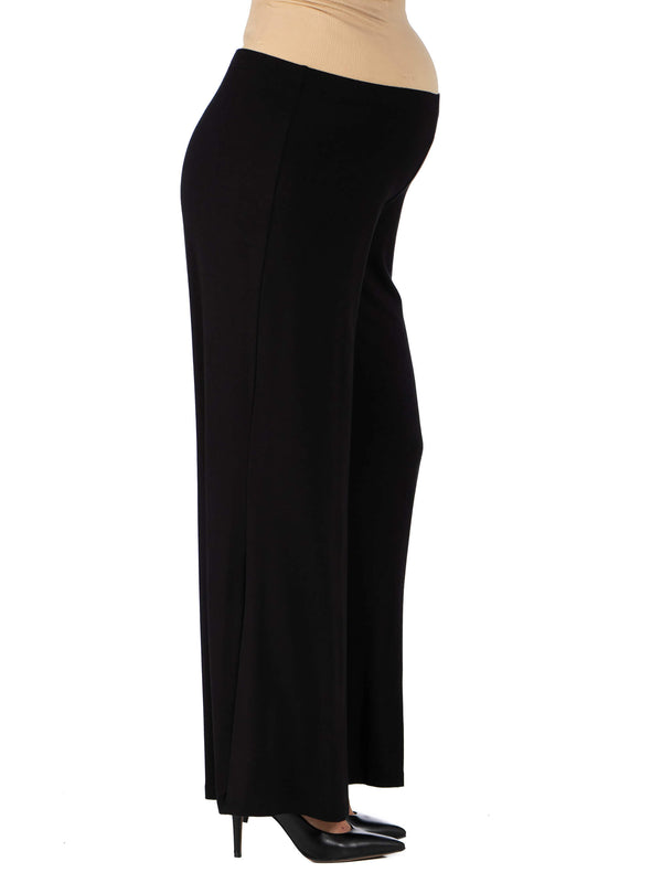 24seven Comfort Basic Maternity Elastic Waist Flared Leg Loose Fit Palazzo Pants