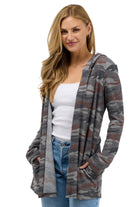 24seven Comfort Essential Womens Hooded Open Front Cardigan Jacket