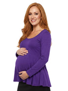 24seven Comfort Basic Maternity Long Sleeve Scoop Neck Swing Style Soft Flare Tunic Top