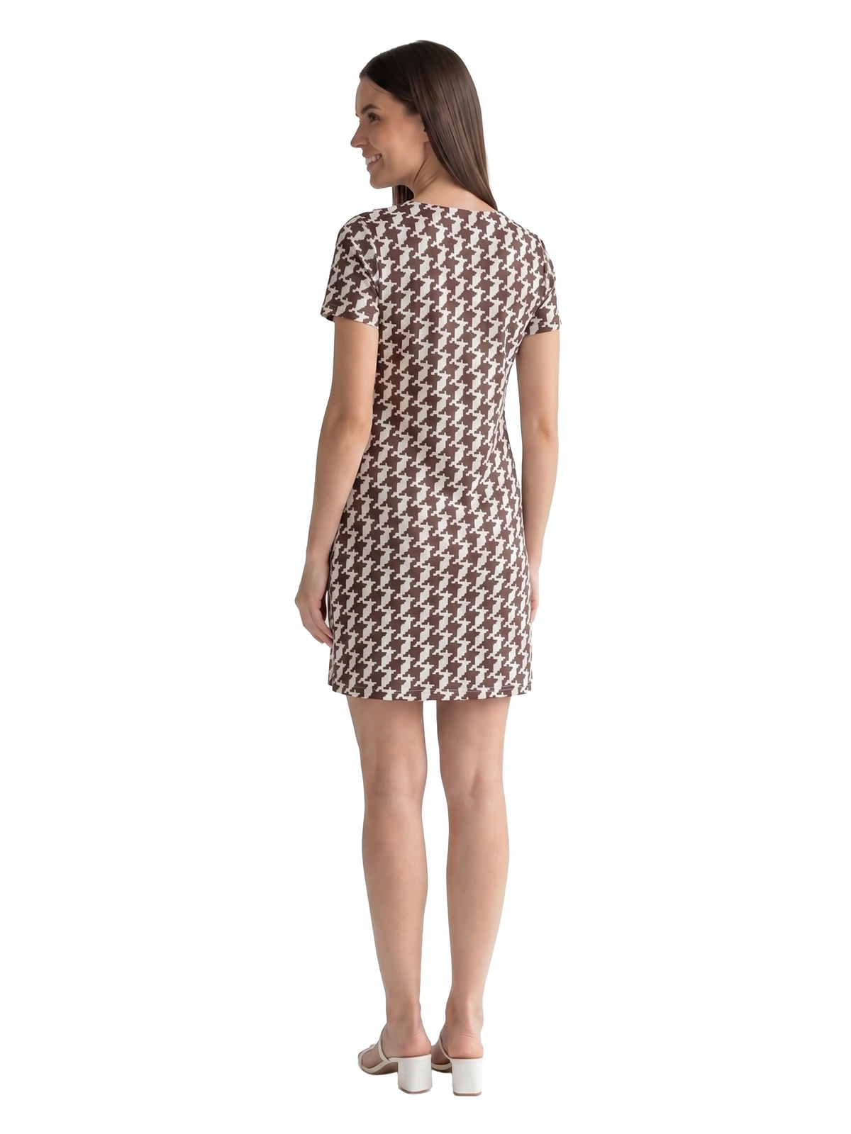 24seven Comfort Essential Maternity Geometric Short Sleeve Round Neck Mini Shift Dress