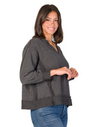24seven Comfort Essential Petite V-Neck Long Sleeve Ribbed Knit Top