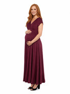24seven Comfort Essential Maternity Cap Sleeve V Neck Empire Waist A Line Maxi Dress