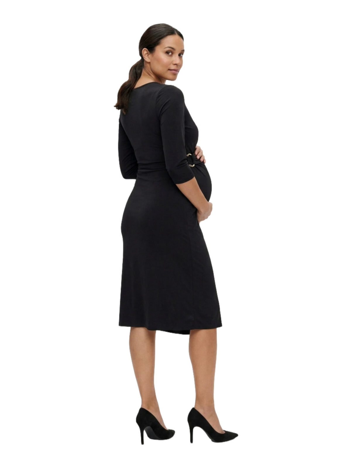 24seven Comfort Elevate Maternity V-Neck with Three-Quarter Sleeves and Knee Length Wrap Dress