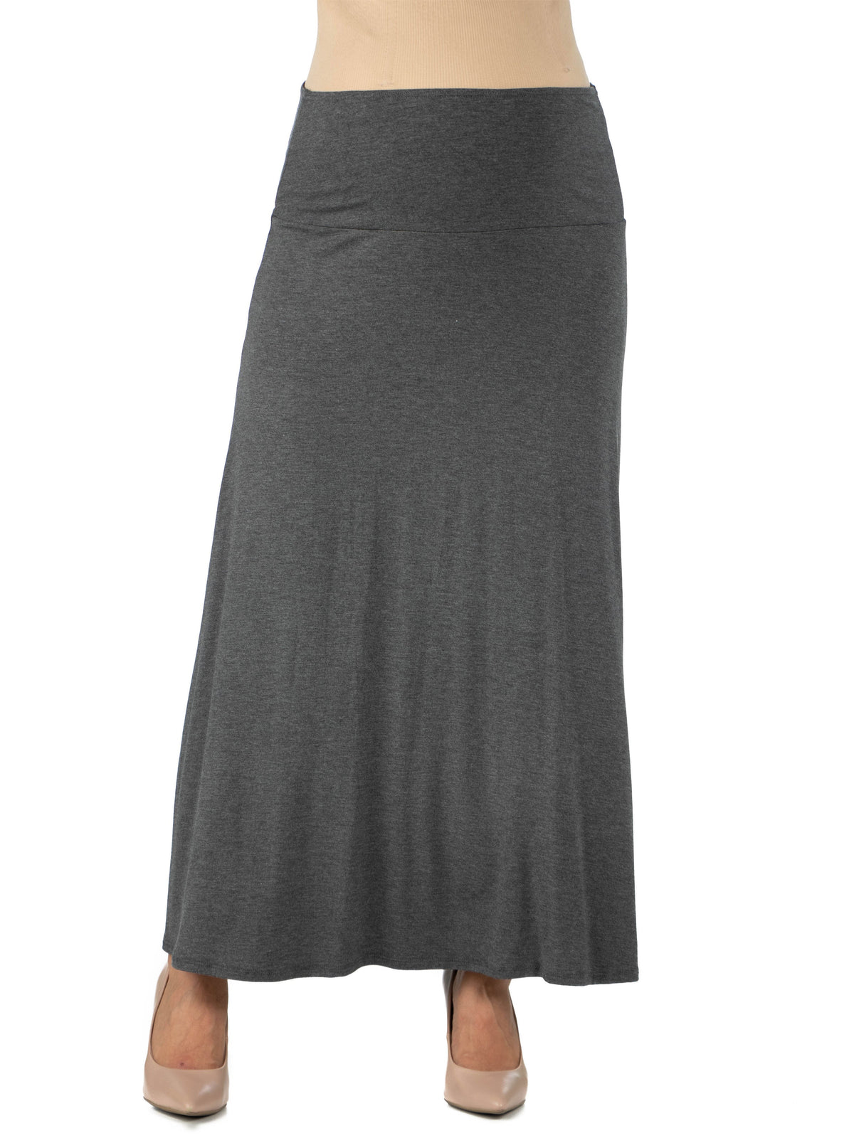 24seven Comfort Basic Maternity Elastic Waist Ankle Length A Line Maxi Skirt